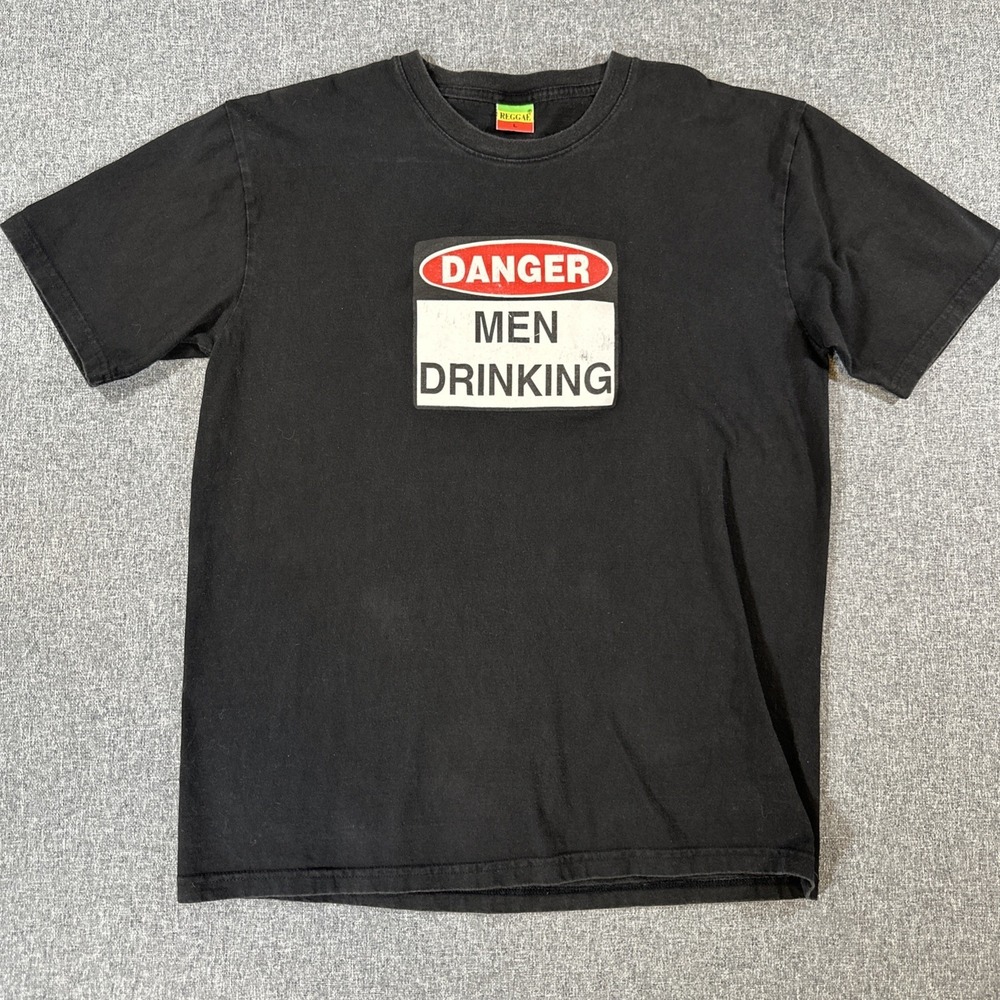 Reggae Danger Men Drinking Graphic T Shirt Mens Large Black Funny Beer‎ Tee